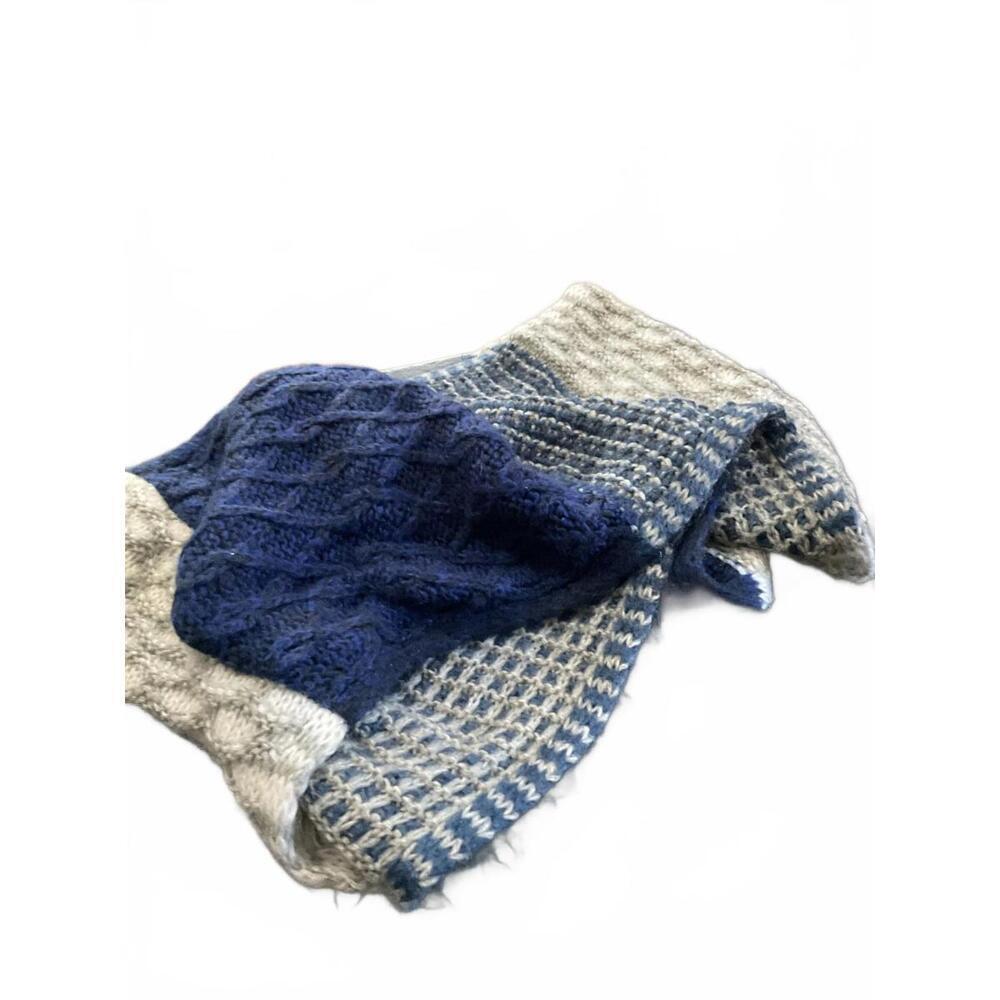 Modena Blue and Gray Knitted Patchwork Infinity Scarf